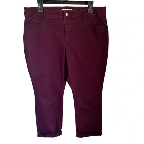 Coldwater Creek Maroon Crop Jeans size 16P women’s maroon denim - Picture 1 of 8